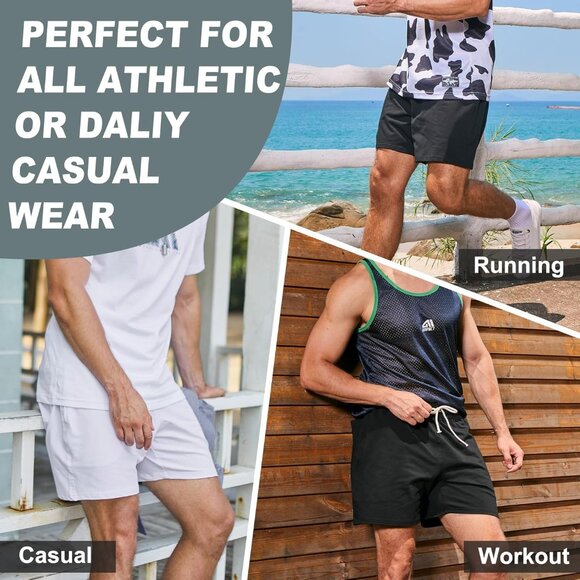 Mens Workout Sweat Shorts 5 Inch Cotton Casual Fitness Mens Athletic Gym Short - Picture 4 of 5